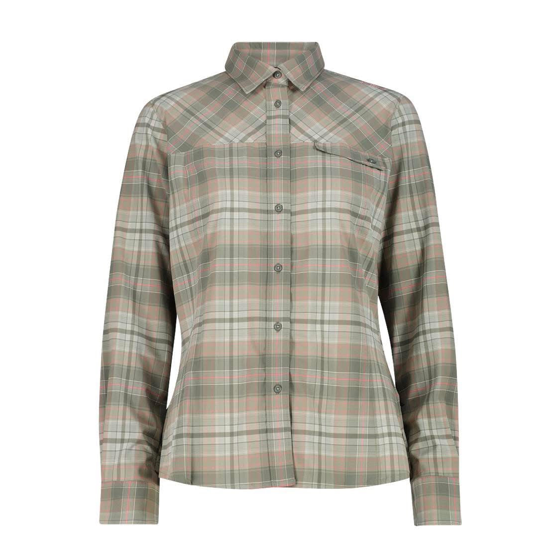 Camicia da donna a maniche lunghe con fantasia a quadri